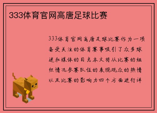 333体育官网高唐足球比赛